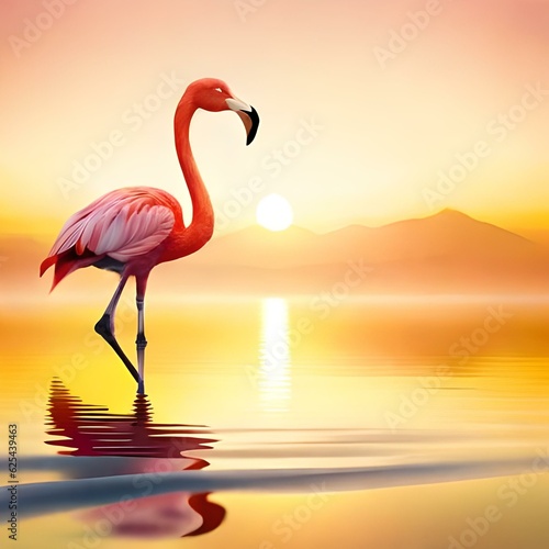 flamingo in water Generator by using AI Technology