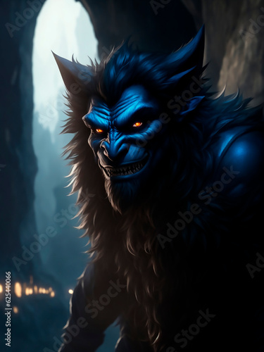 Fantasy style and characters. Cave troll reliable protection of wealth