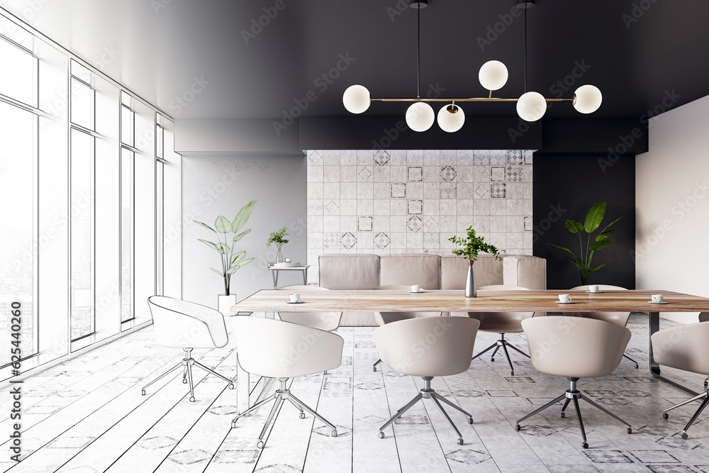 Photo & Art Print Before and after design project of modern meeting ...