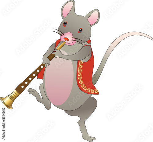 'Mushak' or lord Gajanana's vehicle, rat. welcoming lord Ganesha on the Ganesh festival with musical instruments, one of India's biggest festival