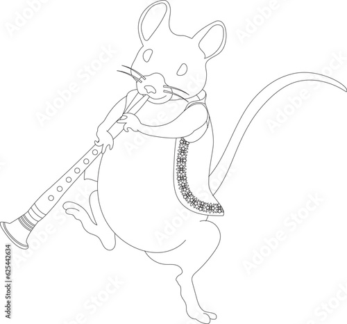 'Mushak' or lord Gajanana's vehicle, rat. welcoming lord Ganesha on the Ganesh festival with musical instruments, one of India's biggest festival