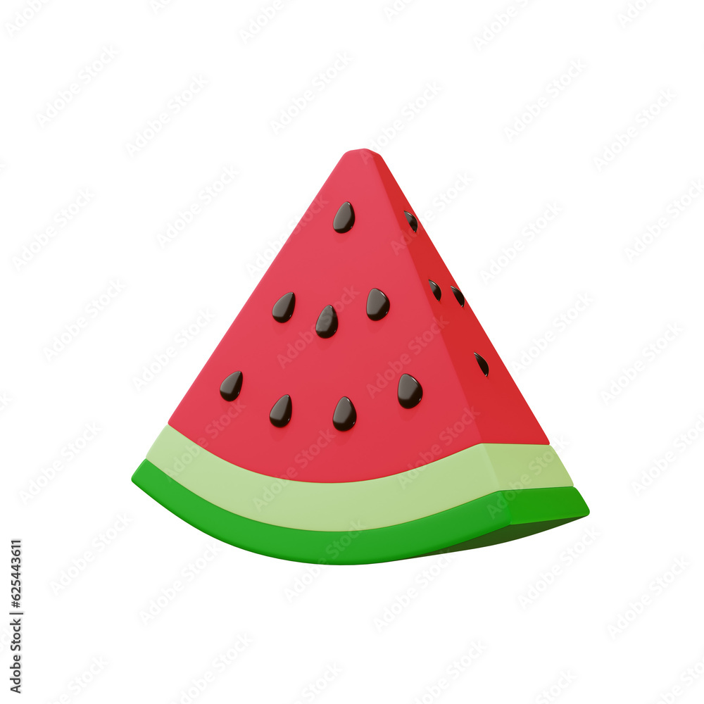 3D watermelon icon. Realistic illustration of a watermelon in plastic cartoon style isolated on a white background. Vector 10 EPS. 3D watermelon icon. Realistic illustration of a watermelon in plastic cartoon style isolated on a white background. Vector 10 EPS.