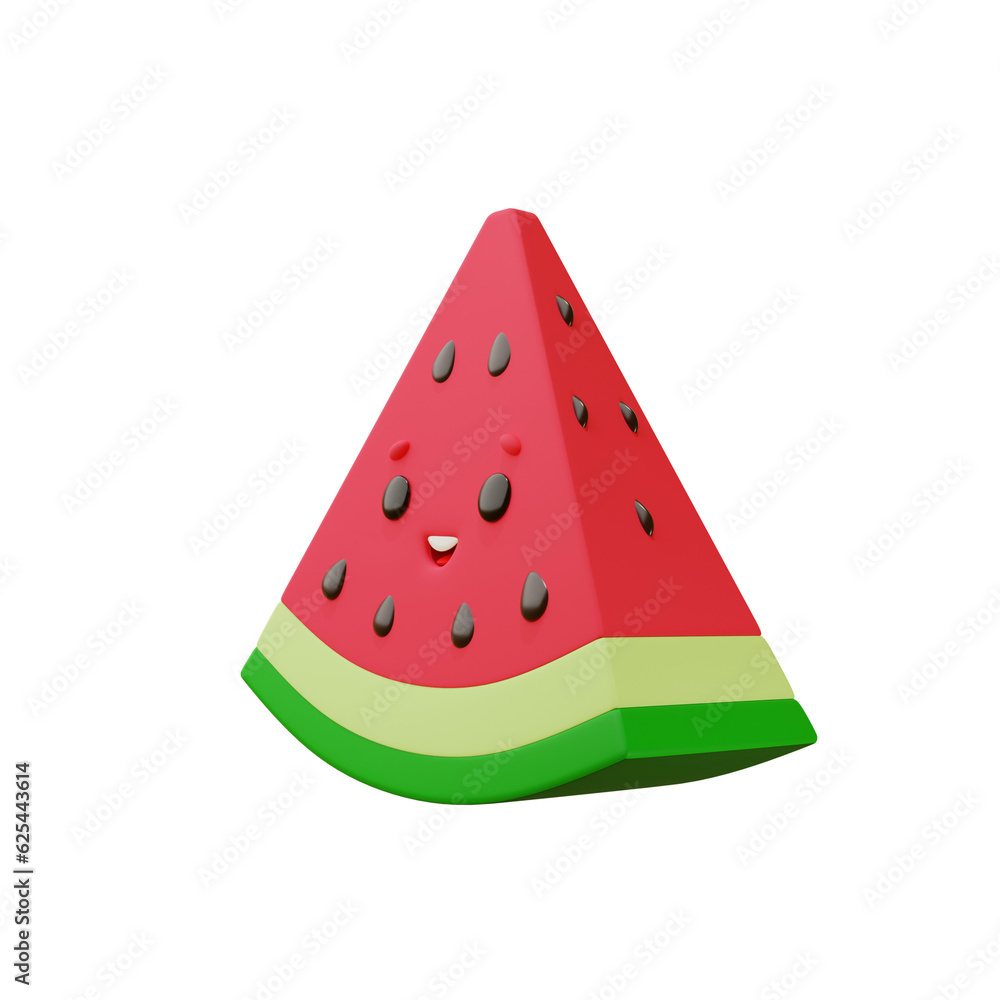 3D watermelon icon. Realistic illustration of a funny smiling watermelon in plastic cartoon style isolated on a white background. Vector 10 EPS.
3D watermelon icon. Realistic illustration of a funny smiling watermelon in plastic cartoon style isolated on a white background. Vector 10 EPS.