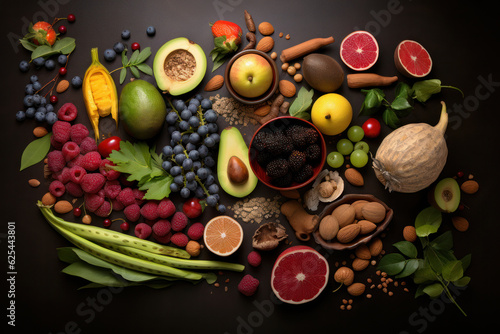 An exquisite still life composition showcasing a selection of healthy food alternatives.