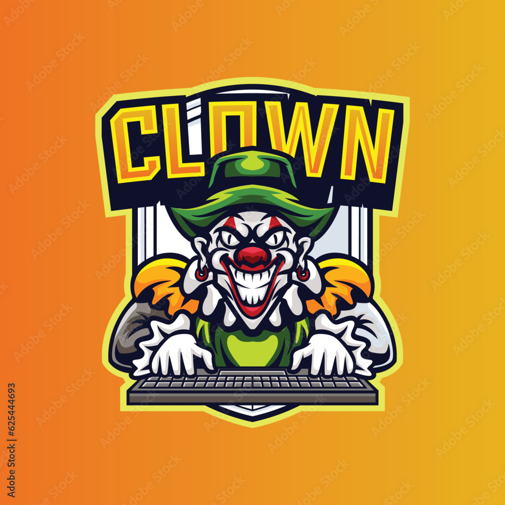 Vector illustration of clown mascot with esport style 