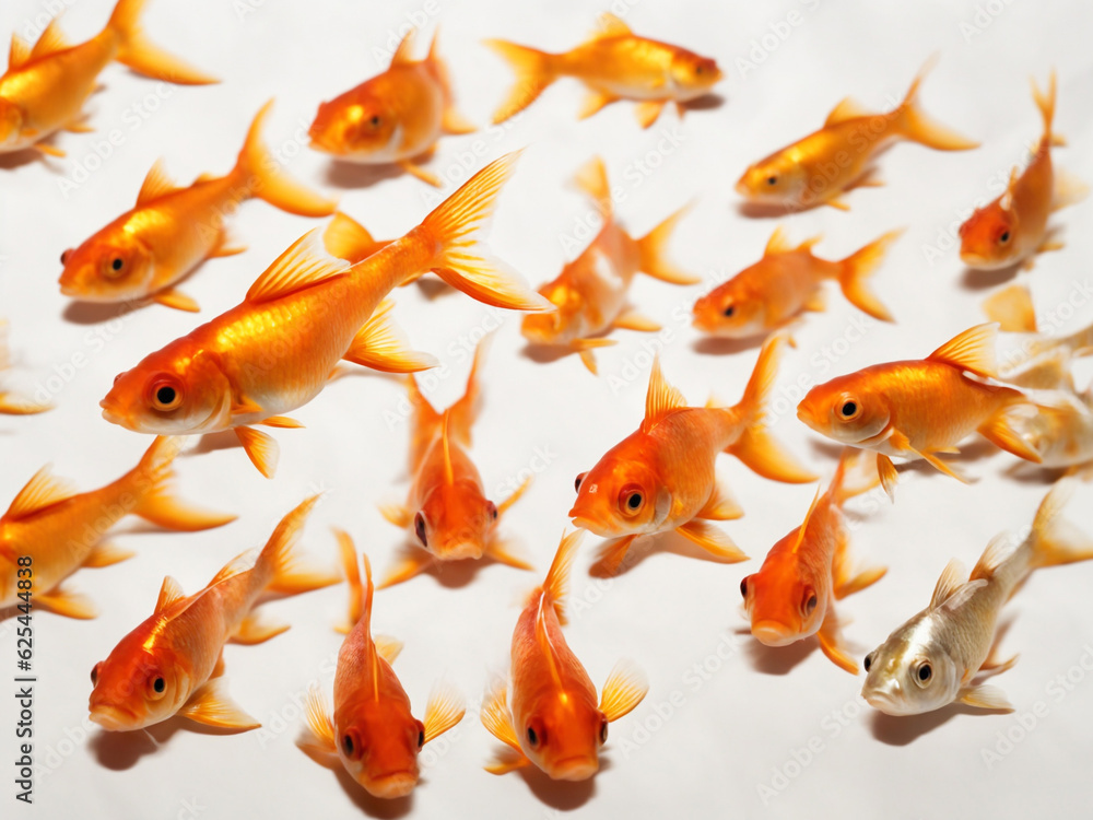 Fototapeta premium Gold Fish Isolated on White Background with Generative AI