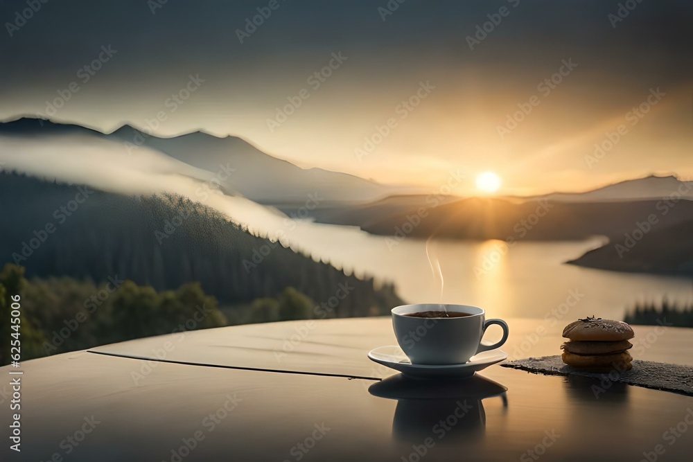 cup of coffee on the mountain Generator by using AI Technology cup of coffee on the mountain Generator by using AI Technology
