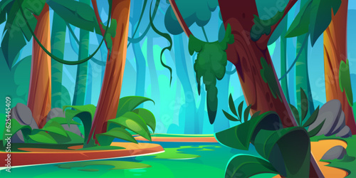 Canvastavla River in jungle forest vector background scene