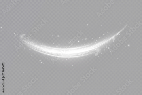 
Glowing white lines. Speed ​​line effect, swirl. Light trail wave. Background.