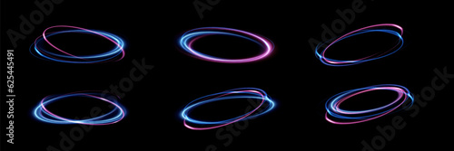 Neon magic circle.Futuristic light circle for background.Light frame.Vector.Magic portal.