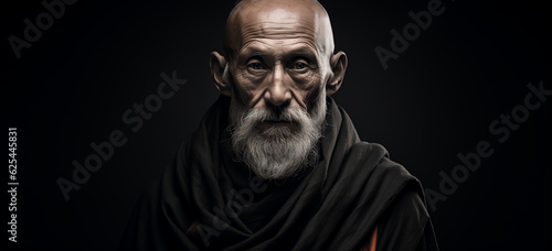 portrait in low key of a christian monk