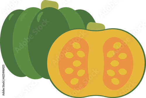 カボチャとカボチャの断面アイコン