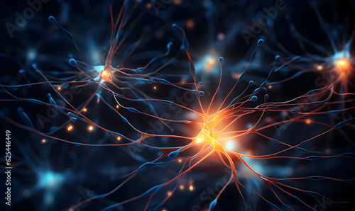 close up view of neuron cells transmitting a signal, ai tools generate image