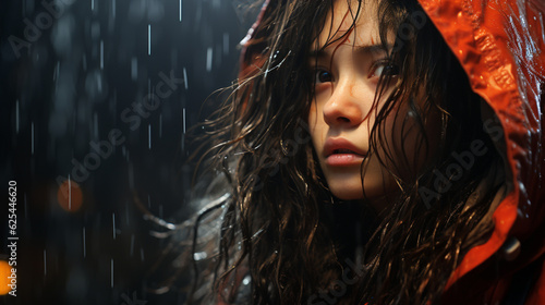 Junge Frau genie  t den Sommerregen