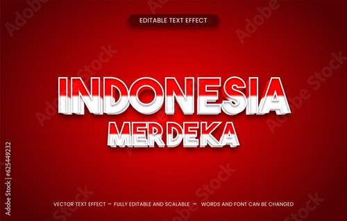 Vector Indonesia 17th of august text 3d style editable text effect