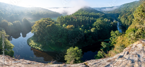 Panorama view of the meander of the Dyje River in National Park Podyjí Thaya Thayatal Czech Republic photo