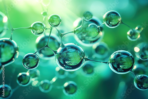 Maintaining hydrogen (H2) as a fuel: Innovative water-based fuel cells for future ecological balance, energy sustainability, and environmental preservation. Presence of H2 molecules in liquid bubbles photo