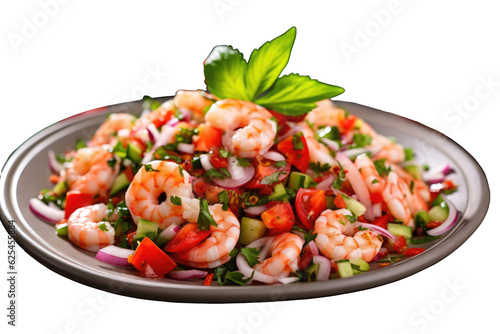 salad with shrimps Cevich, Transparent background. generative AI