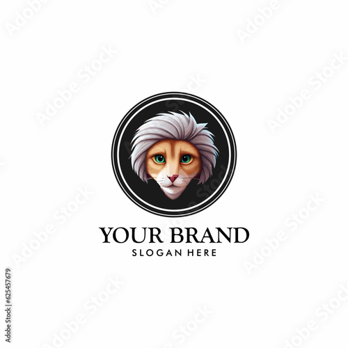 Vector flat cartoon kawaii gray cat kitten face isolated on white background