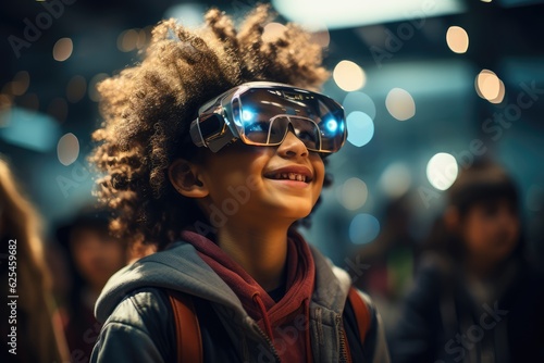 Kid wearing Augmented Reality Goggles - AR Glasses