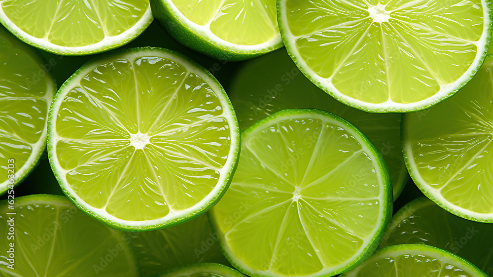 Many slices of lime are in the background Many slices of lime are in the background