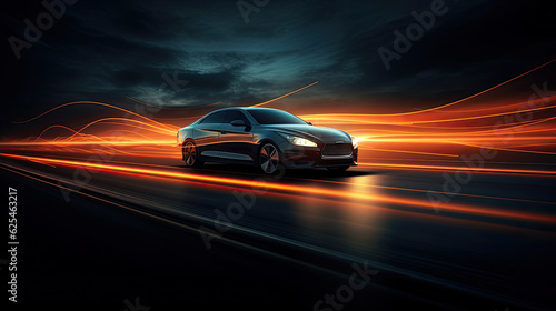 Light motion background with car silhouette