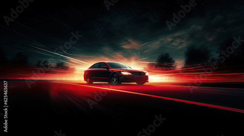 Light motion background with car silhouette © Sasint