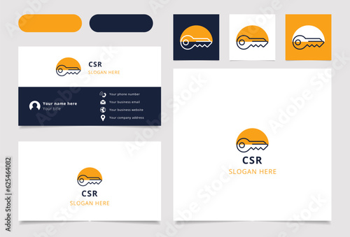 Csr logo design with editable slogan. Branding book and business card template.