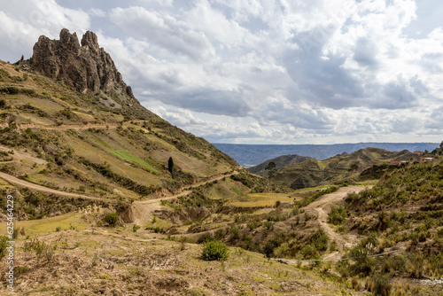 Beautiful hike to the landmark and viewpoint Muela del Diablo close to the highest capital and vibrant city La Paz and El Alto, Bolivia, South America