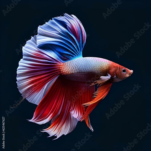 Colorful fighting Siamese fish with beautiful silk tail 
