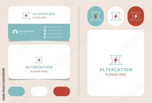 Altercation logo design with editable slogan. Branding book and business card template.