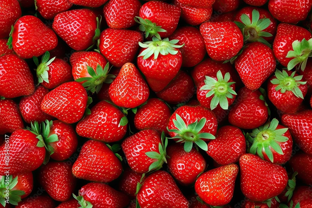 Top View of Fresh red Strawberry Pile on Background Top View of Fresh red Strawberry Pile on Background