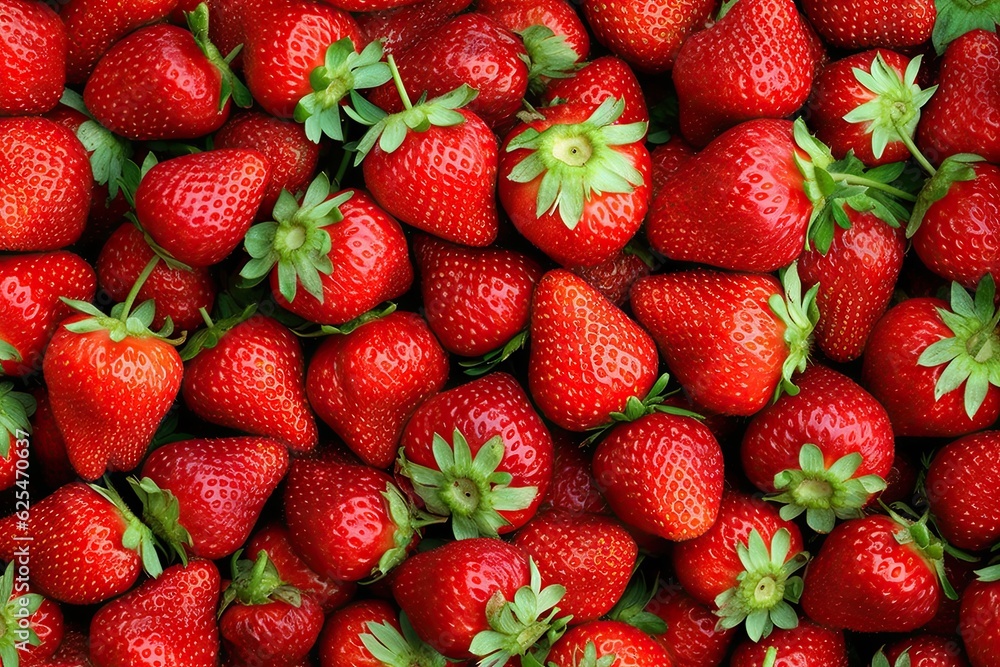 Top View of Fresh red Strawberry Pile on Background Top View of Fresh red Strawberry Pile on Background