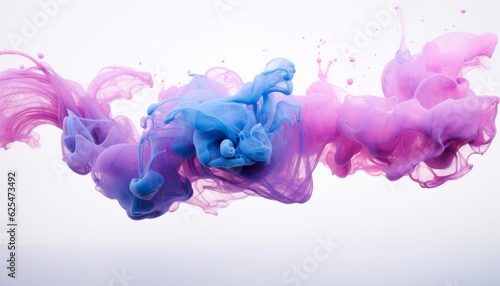 Colorful Liquid Splash on White Background - Blue, Purple, and Pink Abstract Art with Copy Space, Generative AI