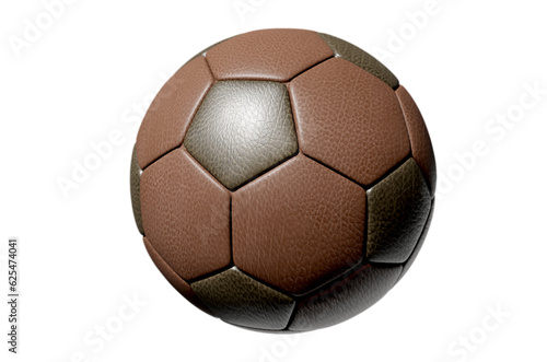 leather soccer ball, close up, white background, clipping path, 3D render