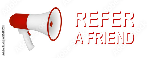 Refer a friend. Referral Program Illustration, Get Rewards by Inviting People to Join something. Bonus reward program. Encourage loyal customers. Refer and earn