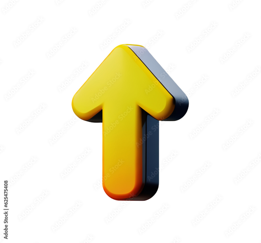 arrow up orange design direction business symbol growth forward pointer plastic 3D icon arrow up orange design direction business symbol growth forward pointer plastic 3D icon