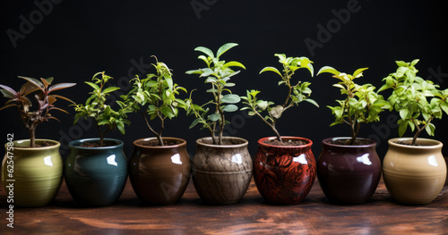 Ceramic pots growing with plants pots
