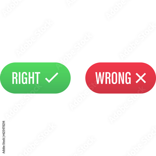 Right and Wrong buttons icon. Vector illustration