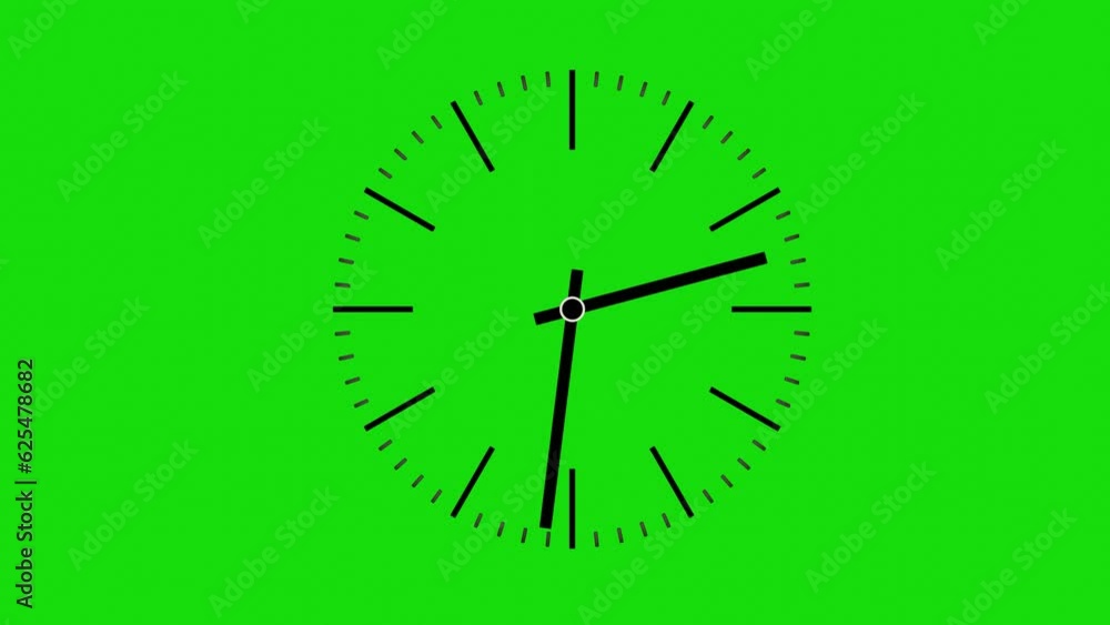 Vidéo Stock 3D model of a clock face on a green screen. timelapse of