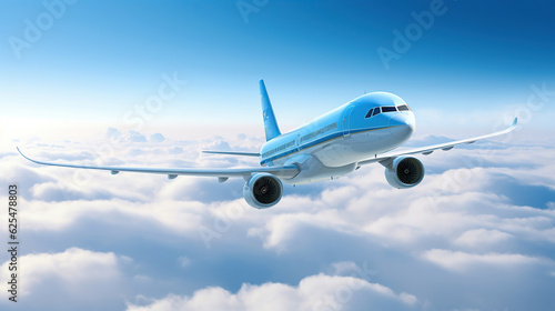 Commercial Aircraft Flying Above the Clouds