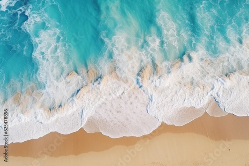 Ocean waves on the beach as a background. Top view. 