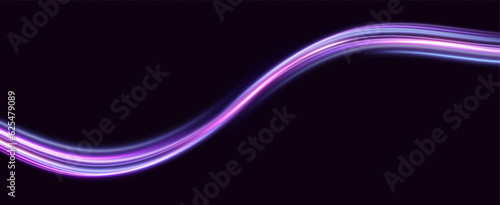 Neon speed lines. Dynamic light motion traces. Light trace wave, trace line.	