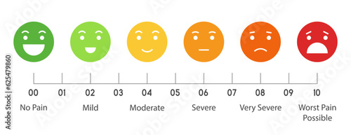 10 gradation form no pain to unspeakable Element of UI design for medical pain test