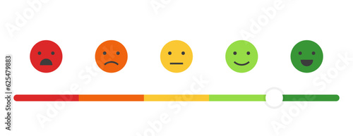 Reviews or rating scale with emoji representing different emotions
