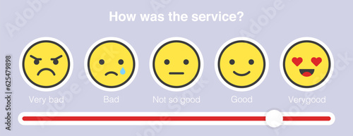 Feedback emoji infographic, Level of satisfaction rating for service