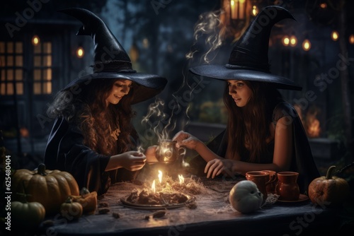 Halloween background. Witches conjure content on Halloween. generative ai.