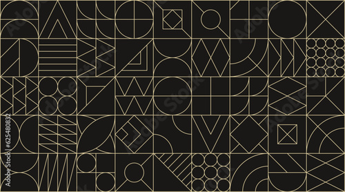 Gold black luxury abstract geometry invitation card.