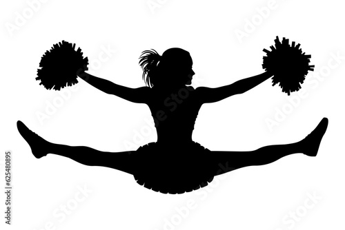 Cheerleader jumping silhouette. Vector illustration