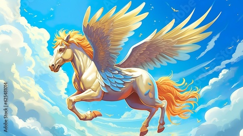 Abstract background pegasus. A captivating banner design featuring an enchanting illustration of a magical Pegasus against an abstract background. Generative AI.